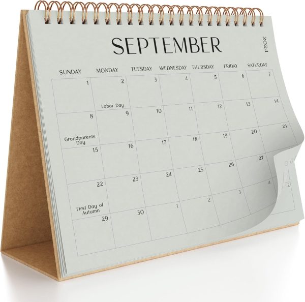Aesthetic Desk Calendar 2024-2025 - Runs from August 2024 until June 2026 - Beautiful Small Flip Desktop Calendar for Easy Organizing