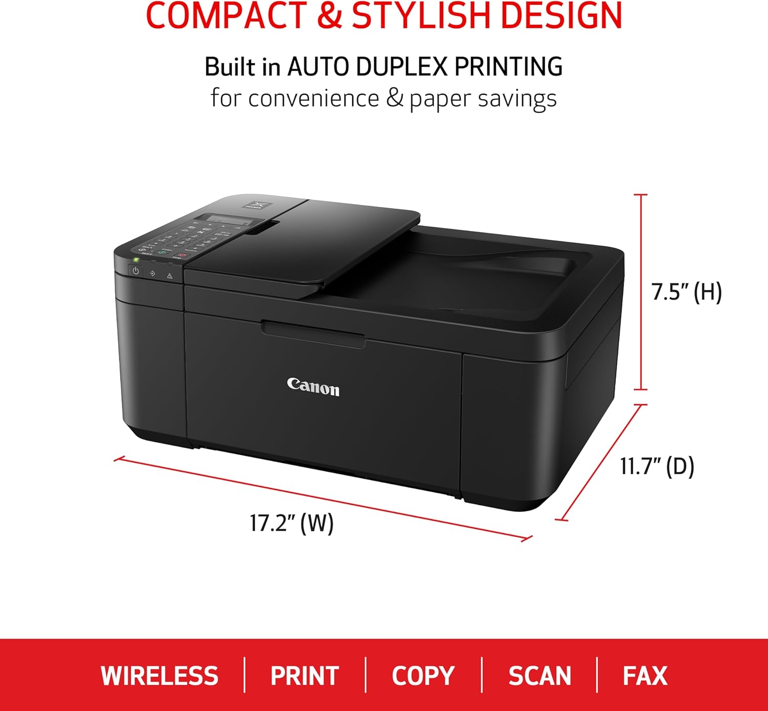 Canon PIXMA TR4720 All-in-One Wireless Printer, Home Use with Auto Document Feeder, Mobile Printing and Built-in Fax, Black - Image 3
