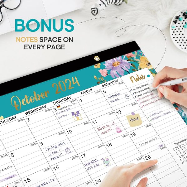Desk Calendar 2025, 21 Months Calendar Runs from October 2024 to June 2026 - Large 17" x 12" Desktop/Wall Monthly Calendar for Home School, or Office - 2025 New Edition - Image 5
