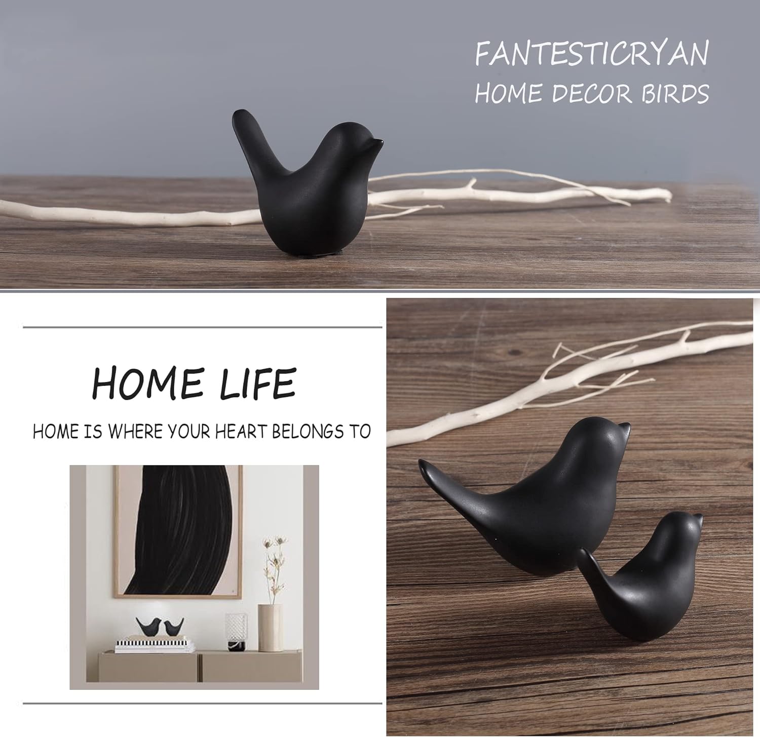 FANTESTICRYAN Small Animal Statues Home Decor Modern Style Black Decorative Ornaments for Living Room, Bedroom, Office Desktop, Cabinets… - Image 3