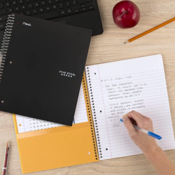 Five Star Spiral Notebook + Study App, 5 Subject, College Ruled Paper, Fights Ink Bleed, Water Resistant Cover, 8-1/2" x 11", 200 Sheets, Black (72081) - Image 7