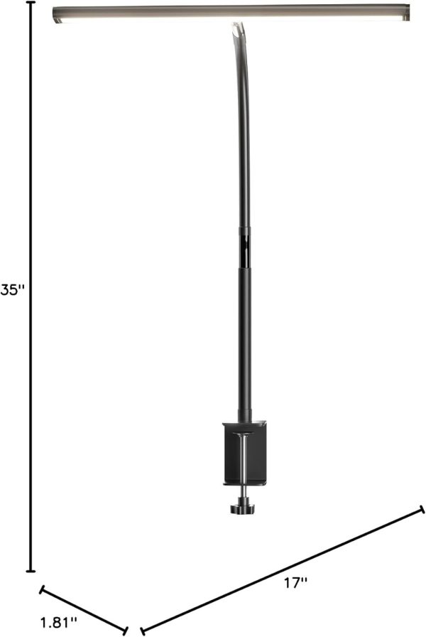 LED Desk Lamp for Office Home, Eye-Caring Desk Light with Stepless Dimming Adjustable Flexible Gooseneck, 10W USB Adapter Desk Lamp with Clamp for Reading, Study, Workbench (Black) - Image 7